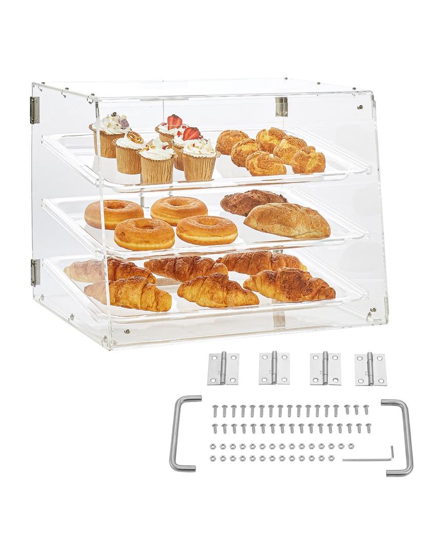 VEVOR Pastry Display Case, 4mm Detachable Tray, Transparent Sturdy Versatile Bakery Display Case with Side Edge Fixing Structure, Bakery Display Case with Magnetic Rear Door, Fit for Shops & Stores