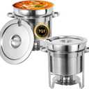 IMACONE Soup Chafer 7QT Large Capacity Soup Chafer Sets of 2, Stainless Steel Round Soup Warmer w/Pot, Notched Lid & Fuel Holder, Catering Marmite for Party, Buffet, Event & Commercial Food Service