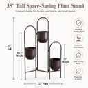 TRIROCKS 3 Tier Plant Stand with 3 Removable Metal Pots Indoor Outdoor Corner Plant Rack, 35" H Space Saving Flower Pot Holder for Living Room, Balcony, Patio & Garden(Brown)