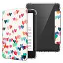 Fintie Slim Case for 6" Kindle (11th Generation-2024/2022 Release), Ultra Clear Soft Flexible Transparent TPU Back Cover Light Shell Auto Wake/Sleep for Kindle 2024/2022 11th Gen, Raining Hearts