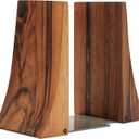TILISMA Bookends for Heavy Books – Walnut Wood Book Ends for Shelves – Heavy Duty Bookends to Hold Books – Decorative Book Ends for Home Library – Wooden Bookend for Shelf - Bookshelf Accessories