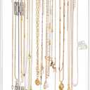 Necklace Holder, Acrylic Necklace Organizer, Rotatable Clear Jewelry Holder Organizer Display Case for Long Necklaces Pendant Bracelets, Jewelry Holder Box with Velvet Tray for Rings Earrings