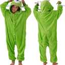 Unisex Children Animal Onesie Pajamas,Kids Flannel Halloween Cosplay Costume/Homewear/Sleepwear (Green)