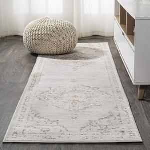 JONATHAN Y Alhambra Ornate Medallion Modern Cream/Red Runner Rug, 2x8, Vintage, Bohemian, Easy-Cleaning for Living Room, Bedroom, Kitchen, Pet Friendly, Non-Shedding (MDP400A-28)