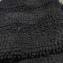 H.VERSAILTEX 2 Piece Bathroom Set - Super Absorbent Chenille Striped Bath Mats - Non Skid Machine Wash Dry Rugs for Bathroom Floor (Black, 24 x 36 Plus 20 x 32 - Inches)