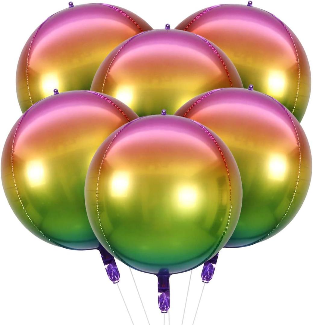 HOUSE OF PARTY 4D Sphere Balloons Pack of 6 (Rainbow)