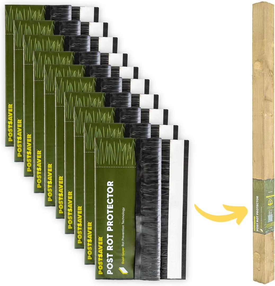 Pro-Wrap Standard | Pack of 5 | Fits 3x3” to 4x4" Square and 3” to 5" Round Posts | Fence Protector | Dual-Layer Rot Protector | Wood Protector | (5)