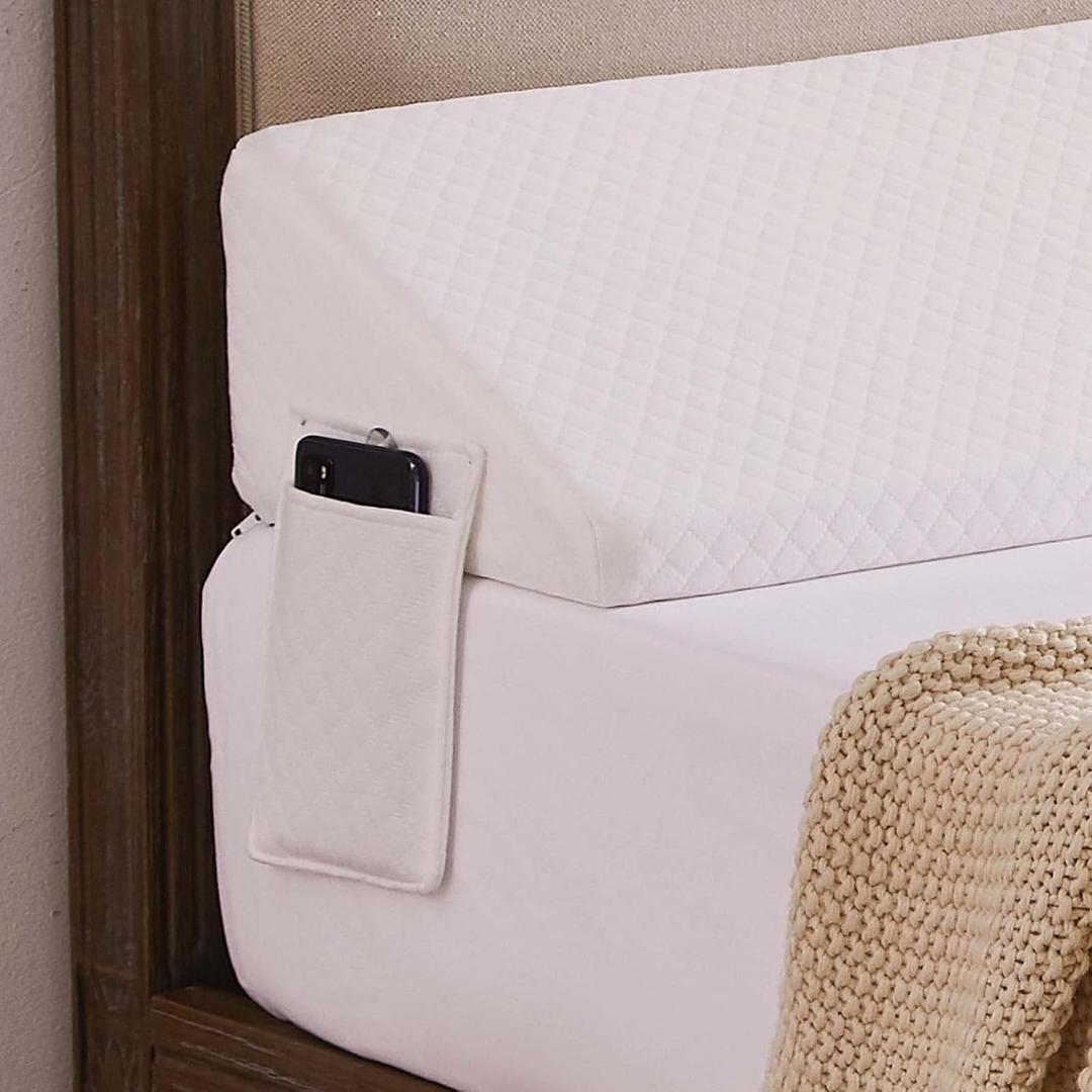 Homemate Twin Size39"x10"x6" Bed Wedge Pillow Stopper - Bed Gap Filler(0-8") - Headboard Pillow - Triangle Bloster Pillow Wedges - White