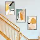 MPLONG Wall Art, Frame Canvas Wall Art Set, Striking Modern Minimalism, Abstract Natural Geometric Color Block Picture Prints, Aesthetic Living Room Bedroom Office Kitchen Wall Decor