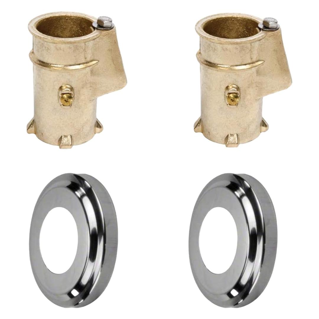 Wood Grip Anchor and Escutcheon Pool Rail Set - 4'" Anchors for 1.90" Outer Diameter Tubing - Brass Inground Pool Anchor - Escutcheon Ring and Anchors (2 Pack)