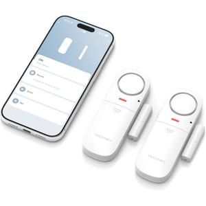TECKNET Door Alarms When Opened, 2.4G WiFi Smart Door Sensor Alarm & Chime, App Alerts, Door Alarms for Kids Safety, Wireless Window Alarms for Home Security Systems for House, Pool, Sheds, 2 PCS