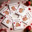 4 x Cute Capybara Valentine's Day Cards, 24 Pack with 6 Designs, 3.5x5 inch, Kids Classroom Exchange Cards with Hearts