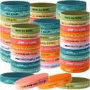 80 Pcs Christmas in July Rubber Bible Verse Bracelets Religious Silicone Christian Jesus Wristbands Bulk Christmas Party Gifts for Men Women Kids