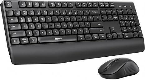 seenda Wireless Bluetooth Keyboard and Mouse Combo, COE200 Ergonomic Wireless Keyboard Mouse with Wrist Rest, MultiDevice Connection, FullSize, Compatible for Computer/Laptop/Mac/MacBook, Black