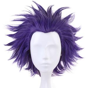 ANOGOL Hair Cap+ Purple Spiky Wig Men Purple Crazy Wig Funny Wigs for Crazy Hair Day Short Spiky Wigs for Anime Cosplay for Halloween Party Costume Christmas