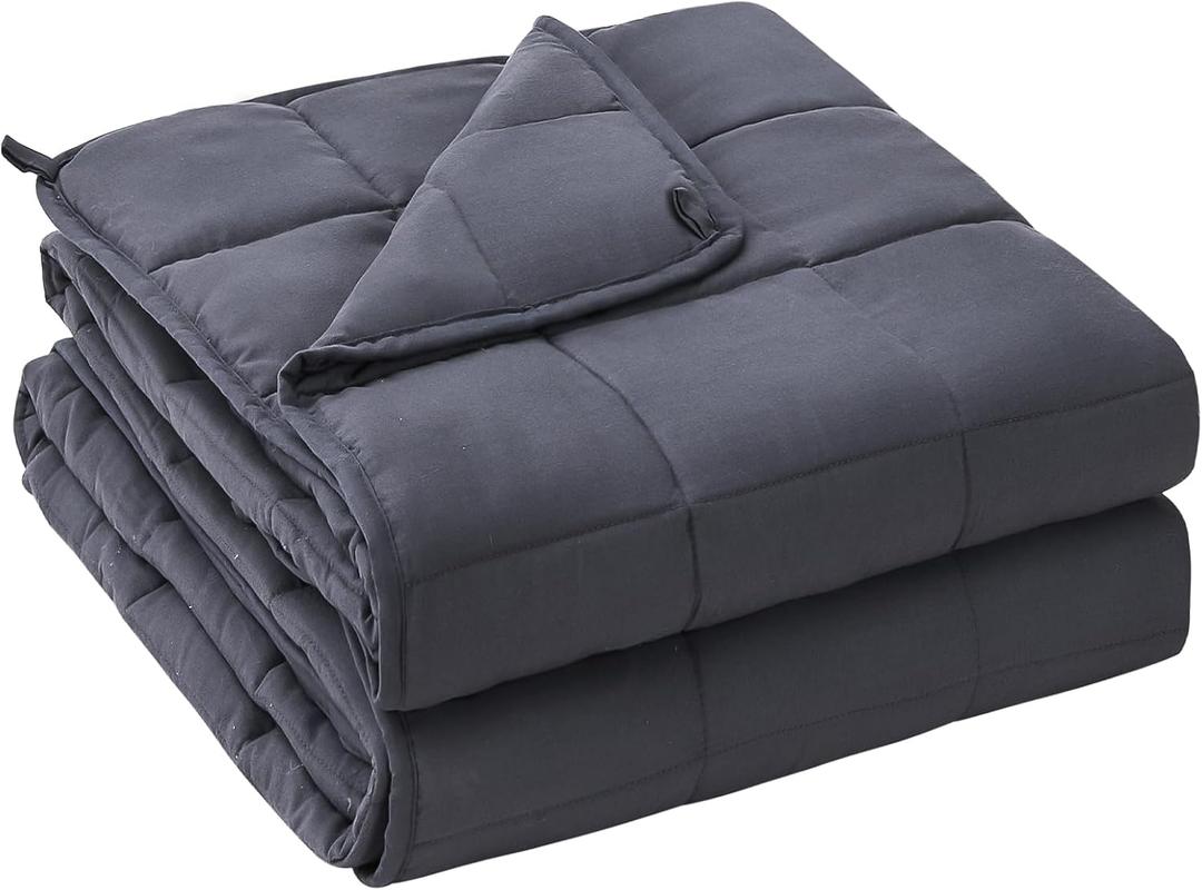 yescool Weighted Blanket for Adults (15 lbs, 48" x 72", Grey) Cooling Heavy Blanket for Sleeping Perfect for 140-160 lbs, Twin Size Breathable Blanket with Premium Glass Bead, Machine Washable