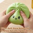 Dumpling Squishies Toy, Giant Glitter Dumpling, Colorful Steamed Bun Stress Balls Fidget Sensory Toy,Squeeze Dough Ball Stress Relief Hand Toys with Food Steamer Stretchy Desk Toys (Blue)
