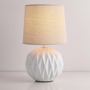 Somniferous Ceramic Bedroom Table Lamps Set of 2, Small Bedside Lamp, White Lamp with Linen Shade, Mid Century Modern Nightstand Lamp for Bedroom Living Room Office, 7W LED Bulb Included