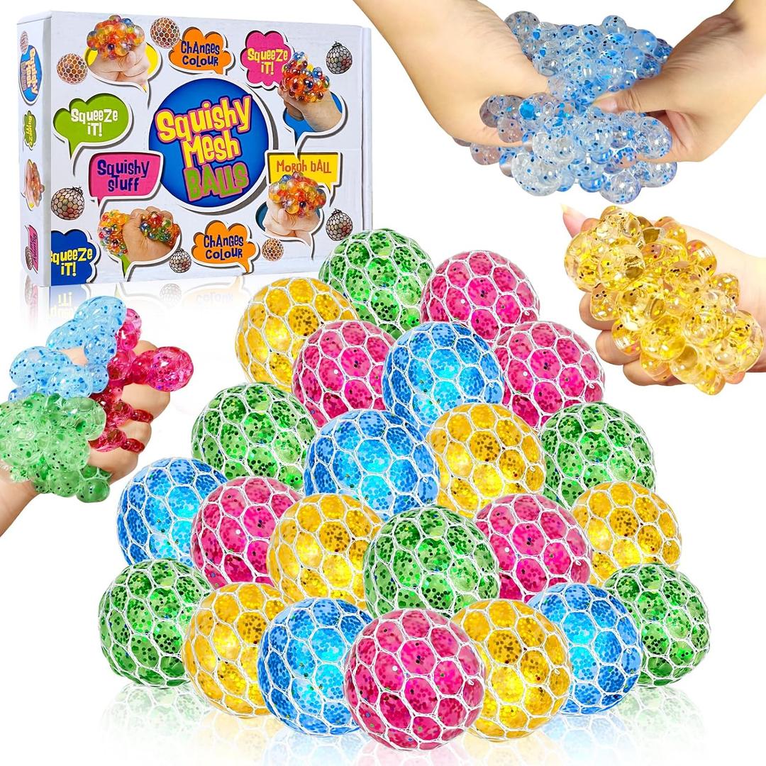 24 Pack Stress Balls Set Fidget Toys for Kids,Christmas Party Favors for Boys Girls School Class Birthday Gifts,Squeeze Balls Bulk,Game Prizes and Goodie Bag Christmas Stocking Stuffers Filler