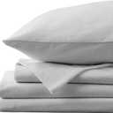 Market & Place 100% Cotton Queen Flannel Sheet Set | 4 Piece Deep Pocket Solid Cozy Winter Bed Sheets | Double Brushed for Extra Softness & Comfort | Chalet Collection (Queen, Light Grey)
