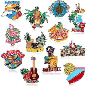 Konohan 12 Pcs Hawaii Magnets for Refrigerator Metal NYC Fridge Magnet Magnetic New York Souvenirs Gifts USA Magnetic Ny City Refrigerator Stickers, Flamingos, Sea Turtles, Beach, Sunset