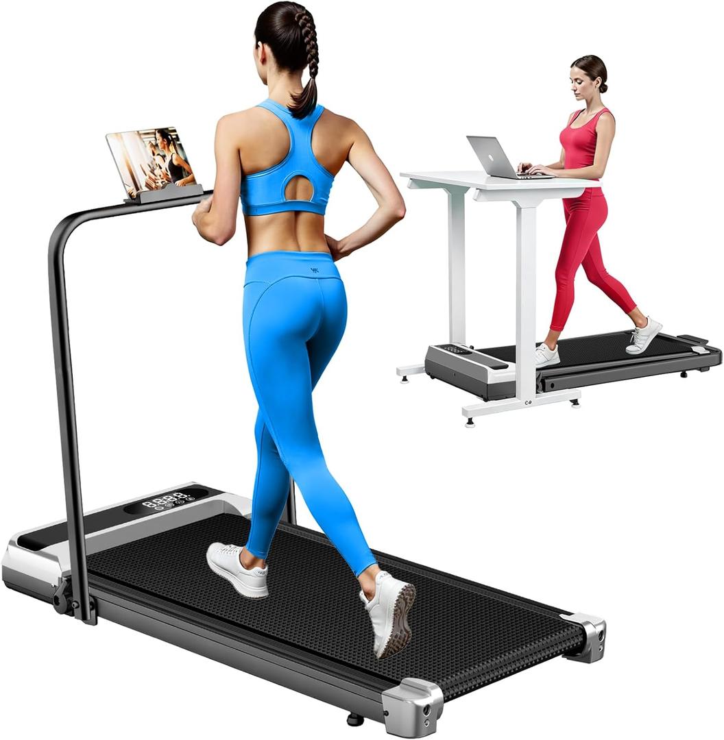 Walking Pad Treadmill with Handle Bar for Home Office,3.0HP Low Noise Portable Folding Under Desk Treadmill with Remote Control, Jogging Running Machine,350 Lbs Capacity,LED Display