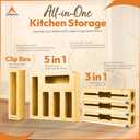 Storage Bag Organizer for Kitchen Drawer and Wall - 9 in 1 Baggie Organizer for Foil and Plastic Wrap with Cutter - Measure Drawer Height Before Purchasing