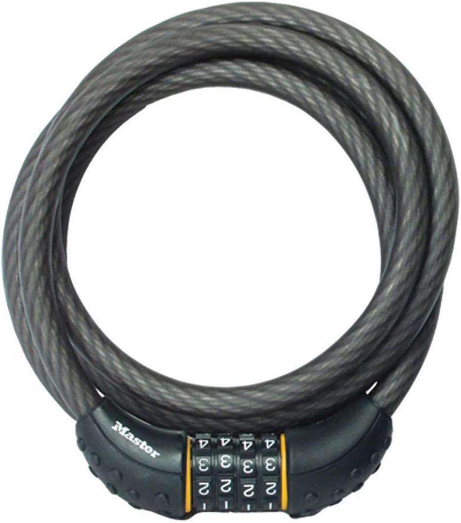 Master Lock Cable Lock, Set Your Own Combination Bike Lock, 6 ft. Long, Black, 8122D