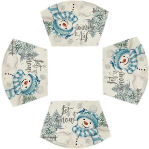 Artoid Mode Christmas Snowman Snowflakes Wedge Shape Placemats for Round Table Set of 4, Let It Snow Winter Seasonal Kitchen Dining Table Decoration for Indoor Party Home (12" x 18", Wedge 4 Pcs, Blue)