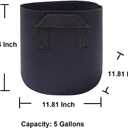 5 Pack 5 Gallon Grow Bags,Nonwoven Fabric Plant Growing Bag with Handles,for Vegetables Flower Fruits Herb Bonsai,Black