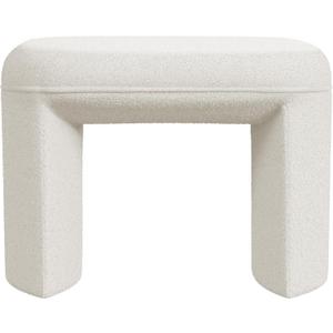 HomePop Quinn Modern Ottoman Home Dcor|Ottoman for Living Room & Bedroom - Cream White Boucle