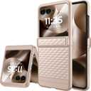 Miimall Slim Fit for Motorola Razr+ 2025 Case Hinge Protection, [Built-in Camera and Screen Protector][Non-Slip Stylish Texture] Drop-Proof Non-Fingerprint Lightweight Razr 60 Ultra Full Case, Gold