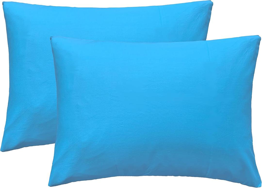 iMaylex Soft 100% Egyptian Cotton Zipper Closure Pillowcases, Cozy and Lightweight Pillow Case, Set of 2, Blue, Queen, 20" x 30"