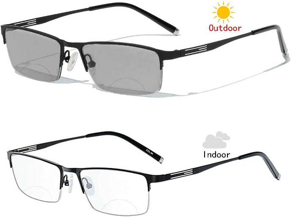 laureles Bifocal Reading Glasses Men Business Sun Photochromic Lens Metal Half Frame Fashion Transition Readers