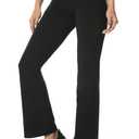 Houmous Inseam Women's Cotton Bootcut Pants Inner Pocket(Regular-31 Inseam-Black, 4 Pockets, XX-Large)