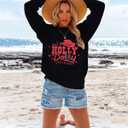 JINTING Christmas Sweatshirt for Women Holly Dolly Christmas Pullover Sweatshirts Xmas Graphic Long Sleeve Tops (Black, XL)