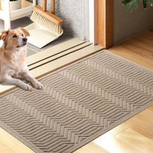 Door Mat Indoor Entrance, Sturdy Front Door Mat Outdoor, Absorbent Muddy Dirt Resist Welcome Door Mats, Non-Slip Backing Entry Mat Doormat for Entryway, Fade and Stain Resistant, 36x24 Inch, Brown