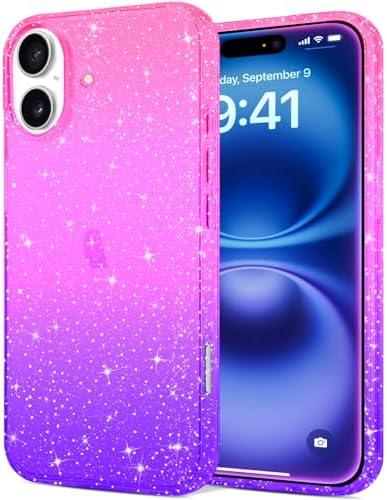 JJGoo Compatible with iPhone 16 Plus Case Clear Glitter, Sparkle Soft TPU Transparent Shockproof Women Girls Slim Bling Sparkly Bumper Cover Phone Case for iPhone 16 Plus 6.7-Inch