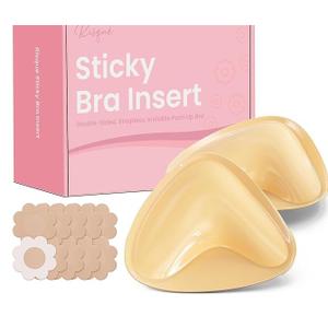Pack of 2 Double Sided Sticky Bra Inserts Reusable | Push Up Lift Self-Adhesive Pads for Strapless, Bikini, Swimsuit, and Sports Bras | Comfortable, Invisible Support for a Natural Look | Long-Lasting Beige, Size B 