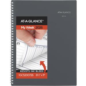 AT-A-GLANCE 2026 Appointment Book Planner, Weekly & Monthly, 8-1/2" x 11", Large, Quarter-Hourly, DayMinder, Gray (GC5200726)