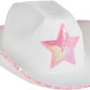 Rhode Island Novelty White Felt Cowgirl Hat with Pink Star
