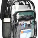 ZORFIN Clear Backpack Heavy Duty for School – 17in Transparent PVC Bag with Large Capacity & Reinforced Straps for Men, Women, Boys & Girls - See Through Bookbag for College Workplace Security, Black