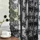 Kotile Black Lace Curtains 72 Inches Long 2 Panels, Country Rustic Floral Goth Sheer Curtains for Bedroom, Rod Pocket Vintage Privacy Sheer Lace Curtains, 42 x 72 Inch Each, 1 Pair, Black