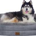 Orthopedic Washable Large Dog Bed: Waterproof Dog Bed with Bolsters - XXL Orthopedic Removable Cover for XXL Large Sized Pet - Non-Slip - Dark Gray
