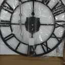 LEIKE 16" Large Wall Clocks Battery Operated, Round Modern Silent Non-Ticking Black Metal Wall Clock for Living Room Decor, Bedroom Kitchen (40cm Diameter, Black Roman Number)