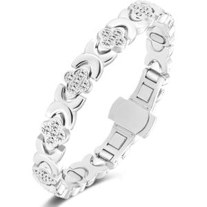 Jecanori 5X Strength Magnetic Copper Bracelet for Women Ellipse Magnets Pure Copper Magnetic Bracelet Premium Butterfly Clasp & Adjustable Length Four-Leaf Clover Health Bracelets