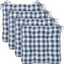 Geetery 4 Pack Chair Cushions for Dining Chair Kitchen Seat Pads with Ties Buffalo Plaid Soft Comfy Square Seat Pads for Home, Outdoor, Patio, Room (Navy Blue)16.14 x 14.96 x 3.15 inches