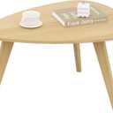 Triangle Coffee Table,31.5" Natural Leaf-Shaped Center Table,Boho Minimalist Display Coffee Table for Living Room Small Space,Easy Assembly,Natural LCT50Y