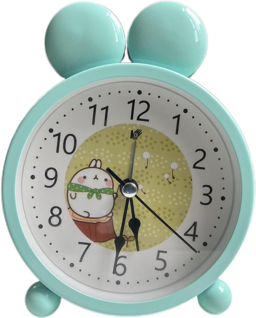 Analog Alarm Clock, 4-inch Super Silent Non-Ticking Metal Hour Clock, Battery Powered, Simple Design, Cute Animal Shape, Bedroom, Bedside, Desk, Adults, Children, Gifts, Green