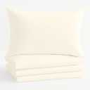 Comfort Beddings King Pillowcases Set of 4  100% Organic Cotton, 600 Thread Count Sateen, Soft & Comfy Pillow Covers with Envelope Closure, Ivory, King Size 20 x 40 Inches